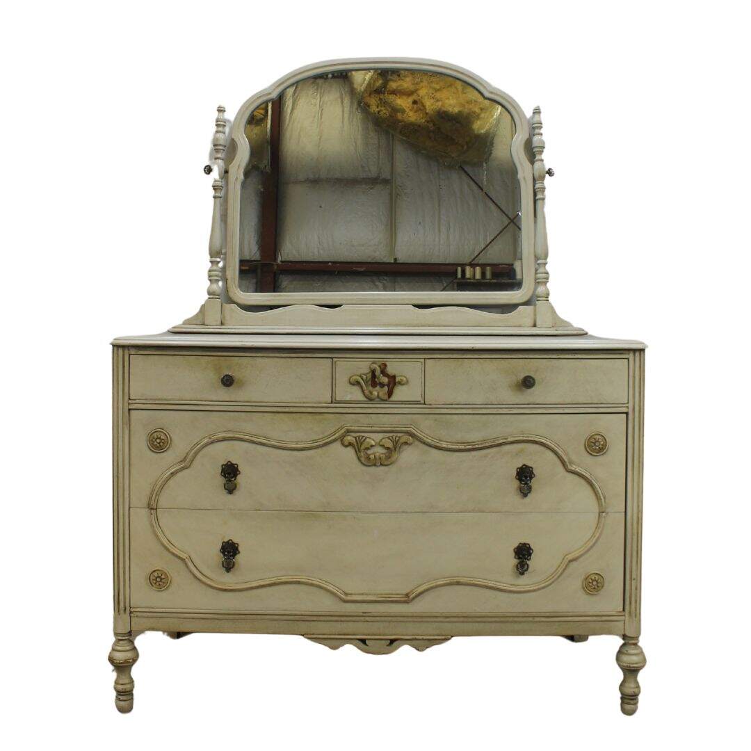 Antique dresser with mirror, unpainted