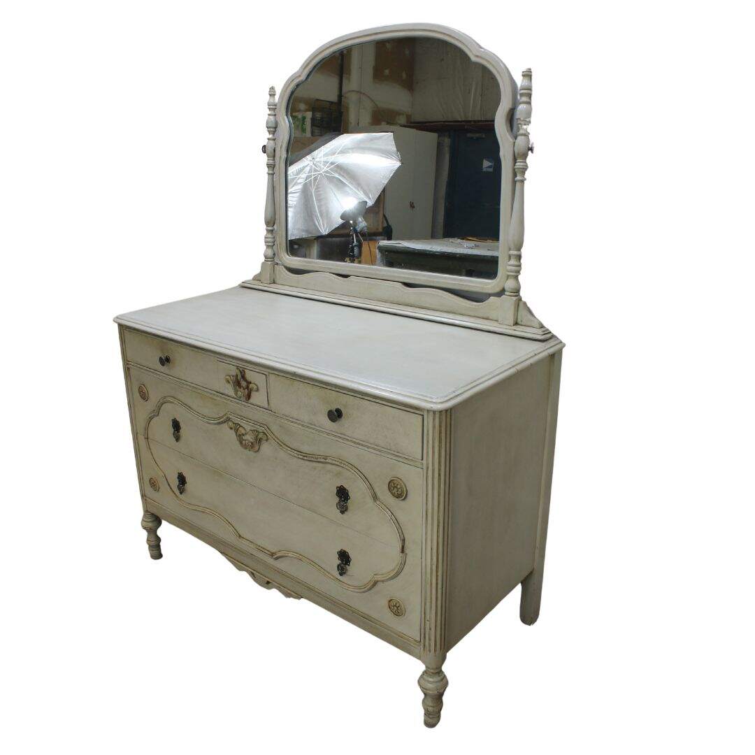 Antique dresser with mirror, unpainted