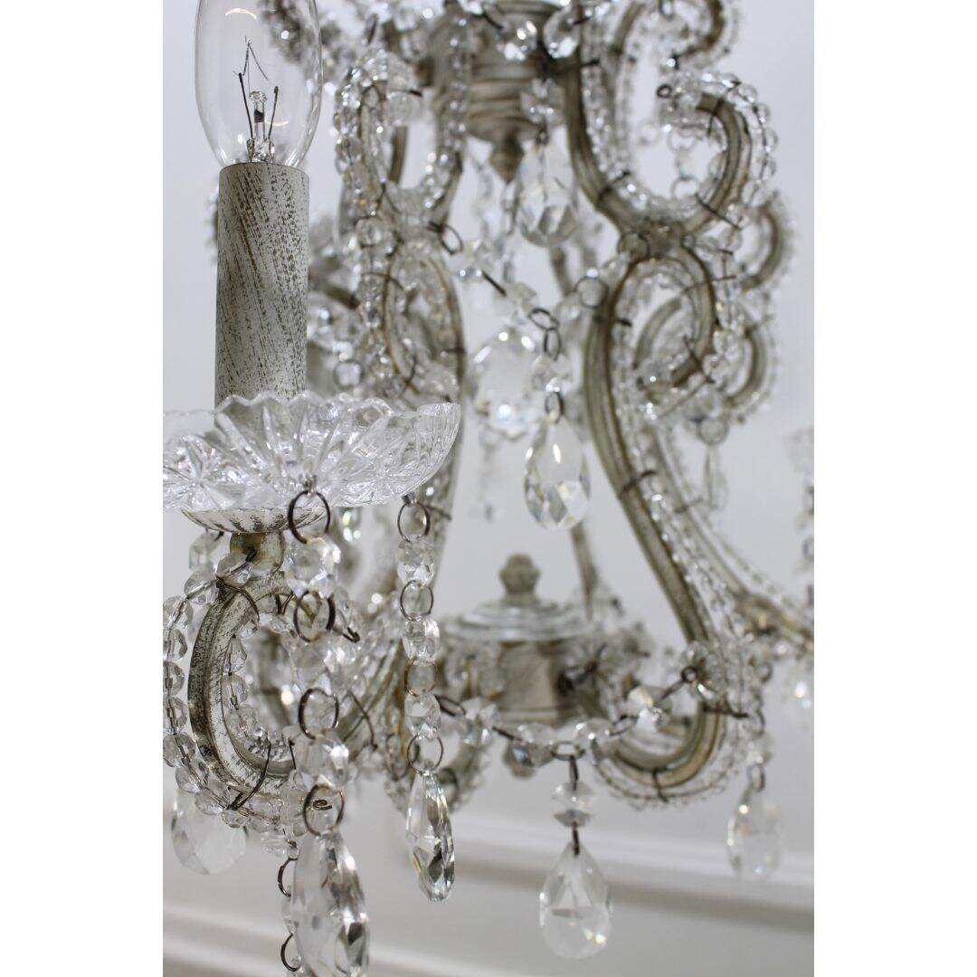 3 arm chandelier with beads and crystals