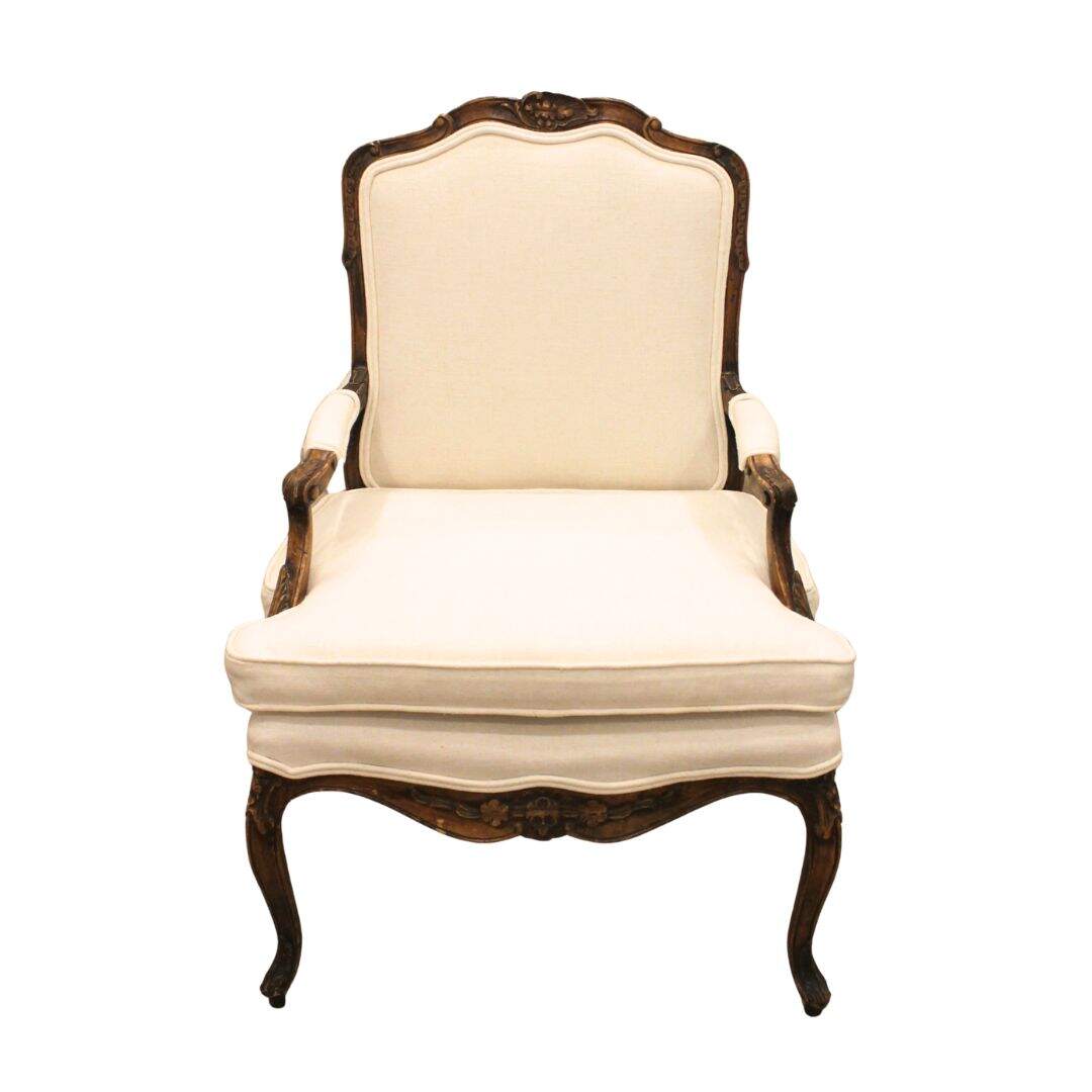 bergere chair with beige linen