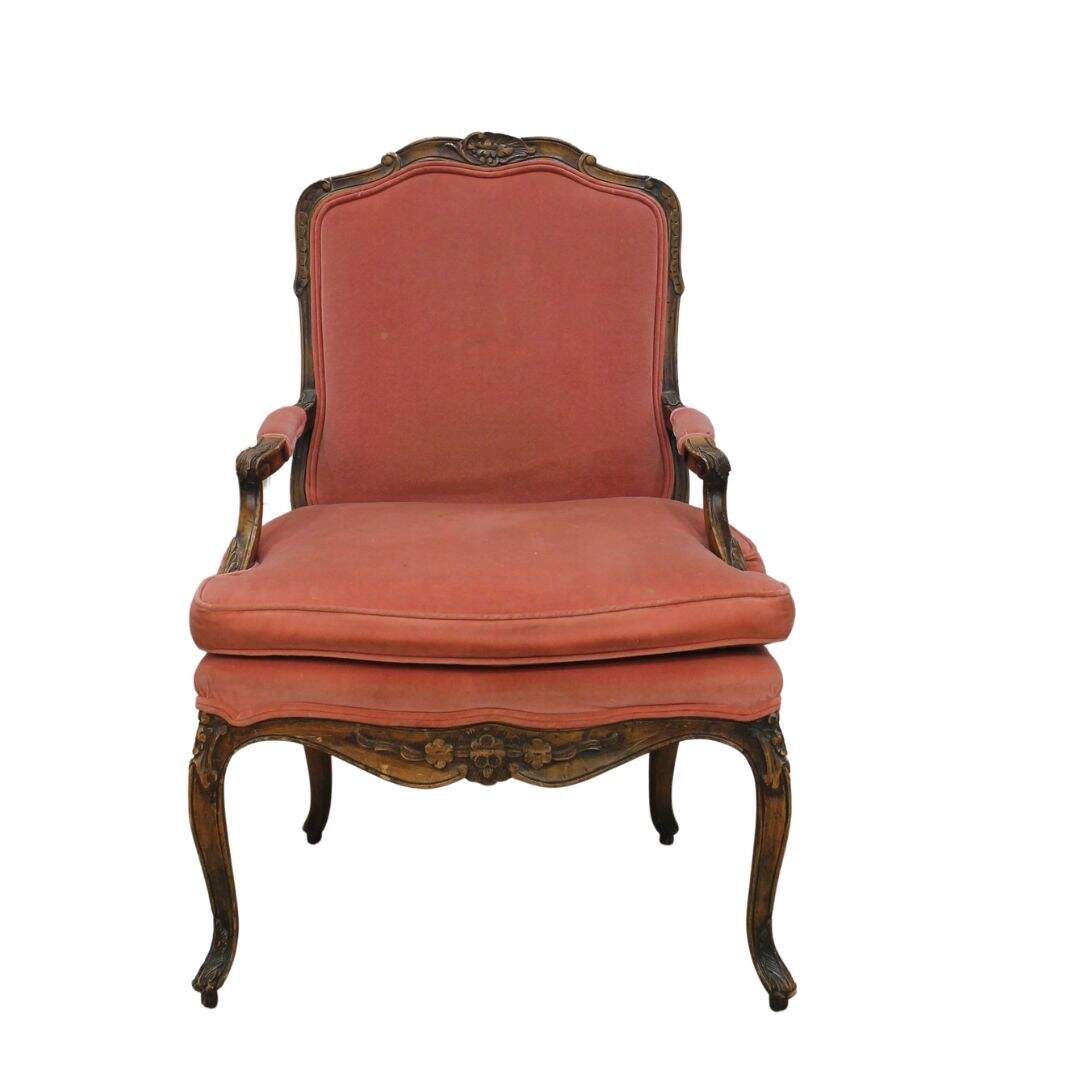 Bergere chair with dark pink velvet
