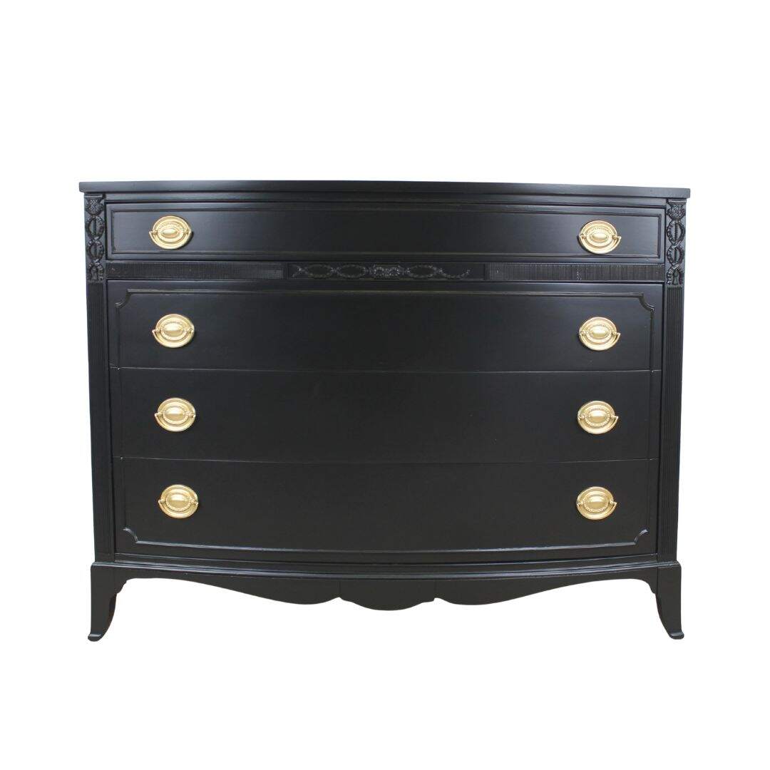 black bow front dresser