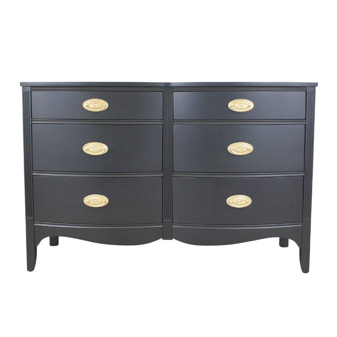 Black double bow front dresser
