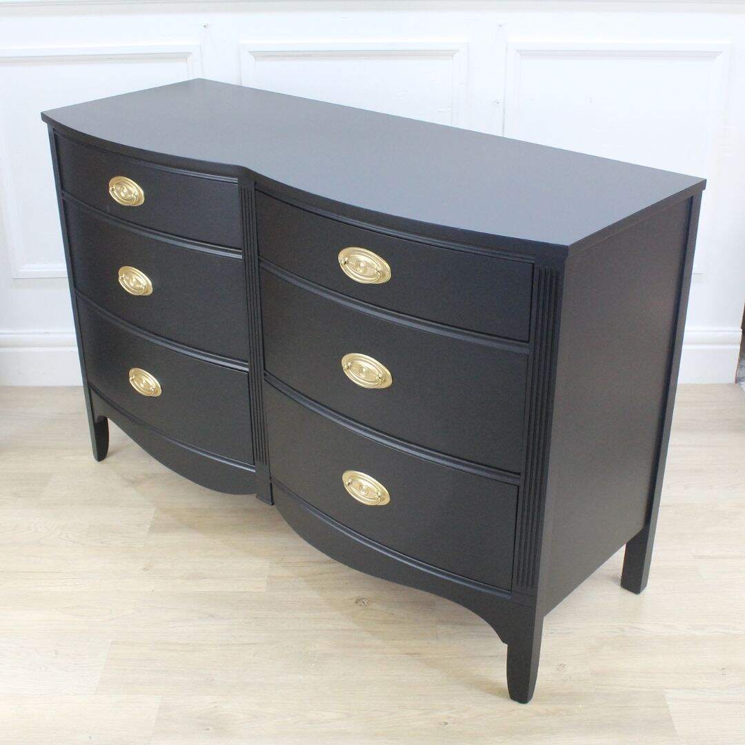 Black double bow front dresser