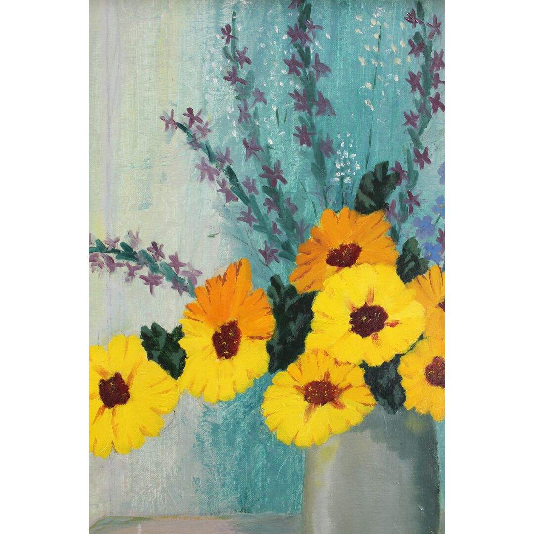 vintage black-eyed Susan oil painting