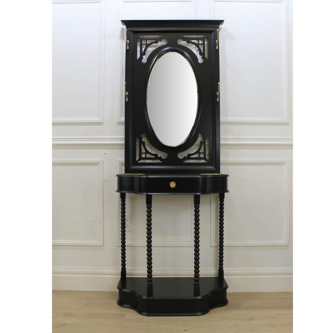 black hall tree with hooks