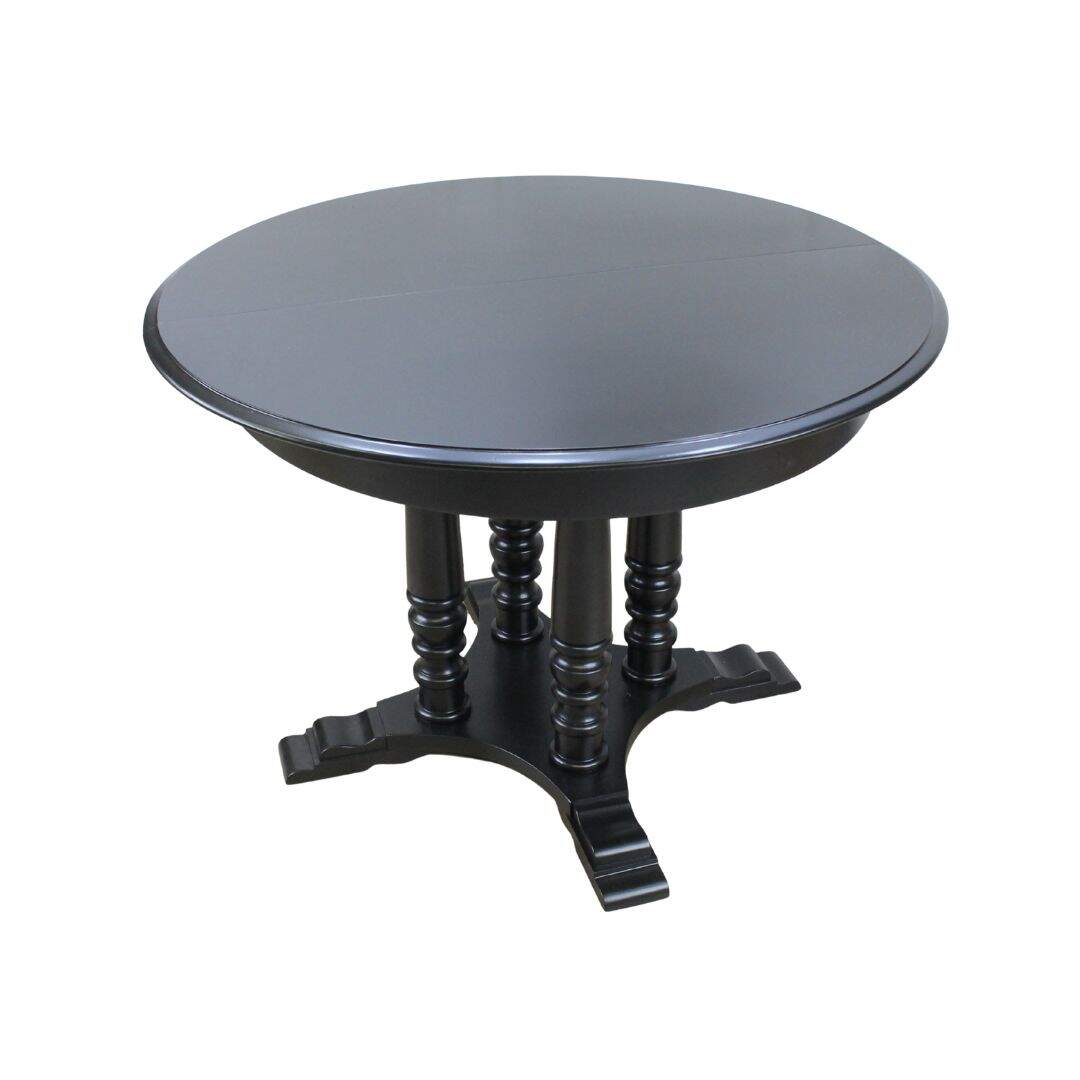 Black pedestal table with 4 turned legs