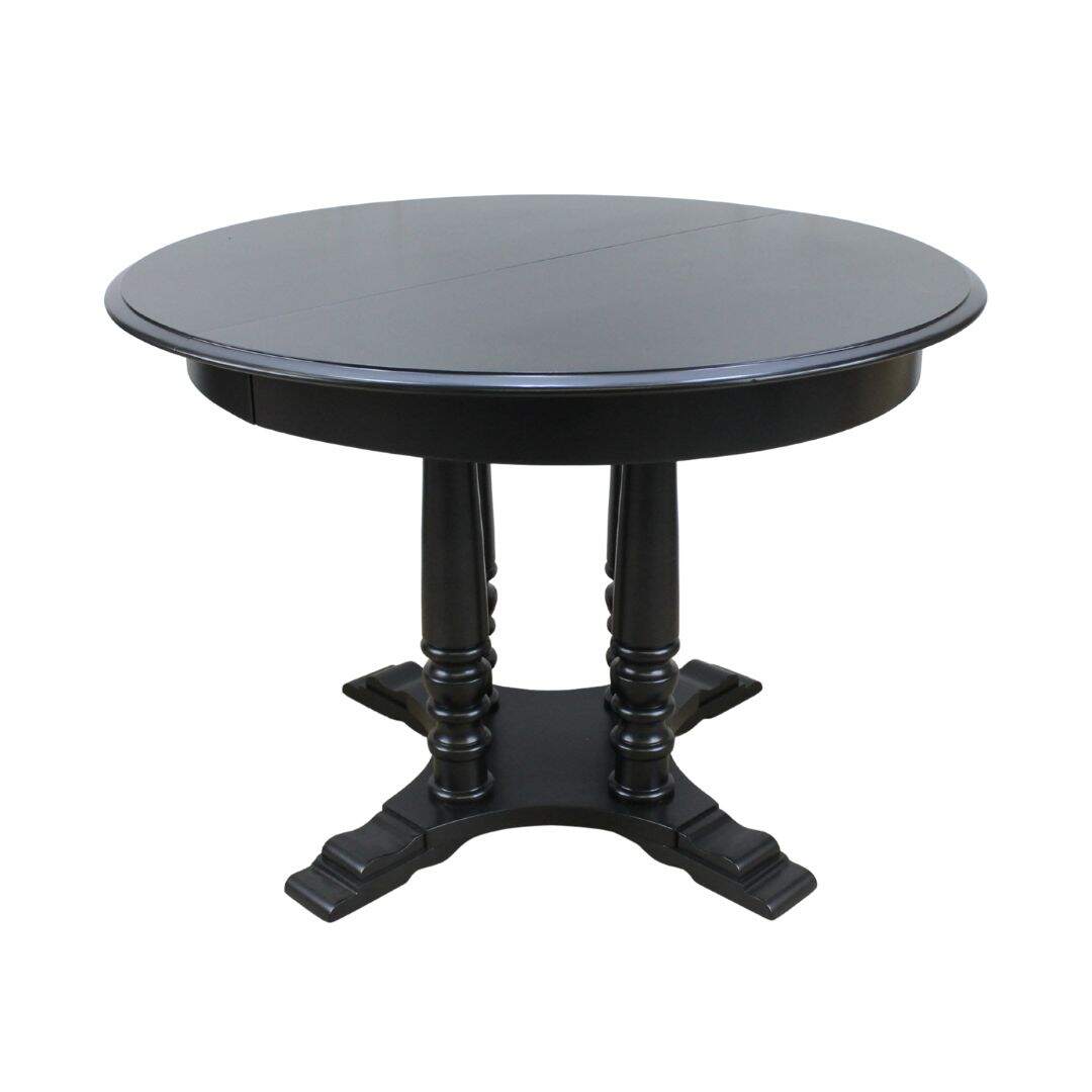 Black pedestal table with 4 turned legs