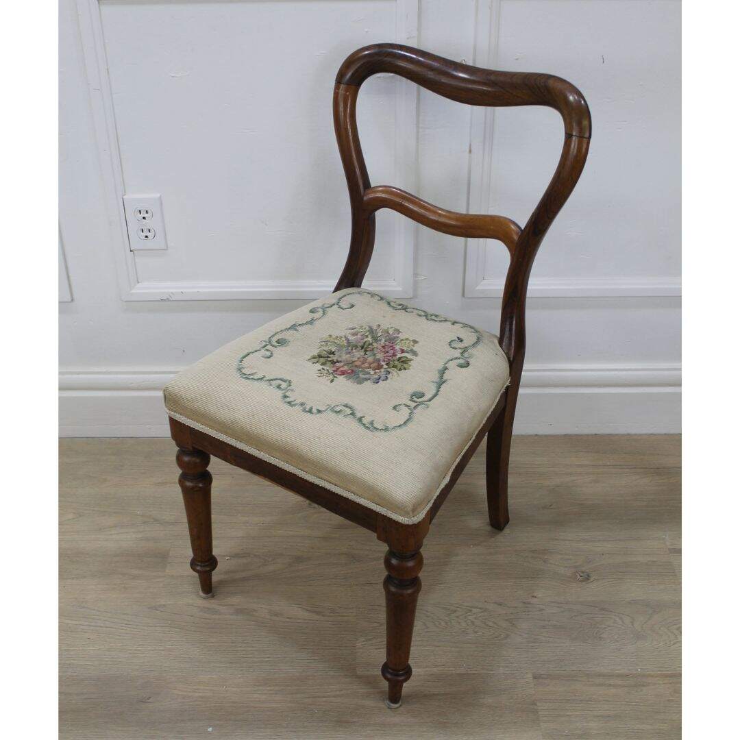 boudoir chair with needlepoint seat, unfinished