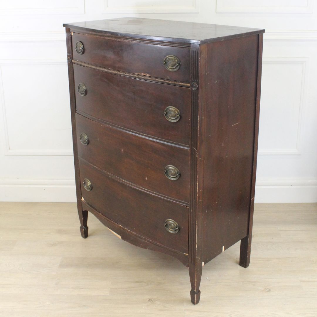 bowfront highboy dresser, unpainted