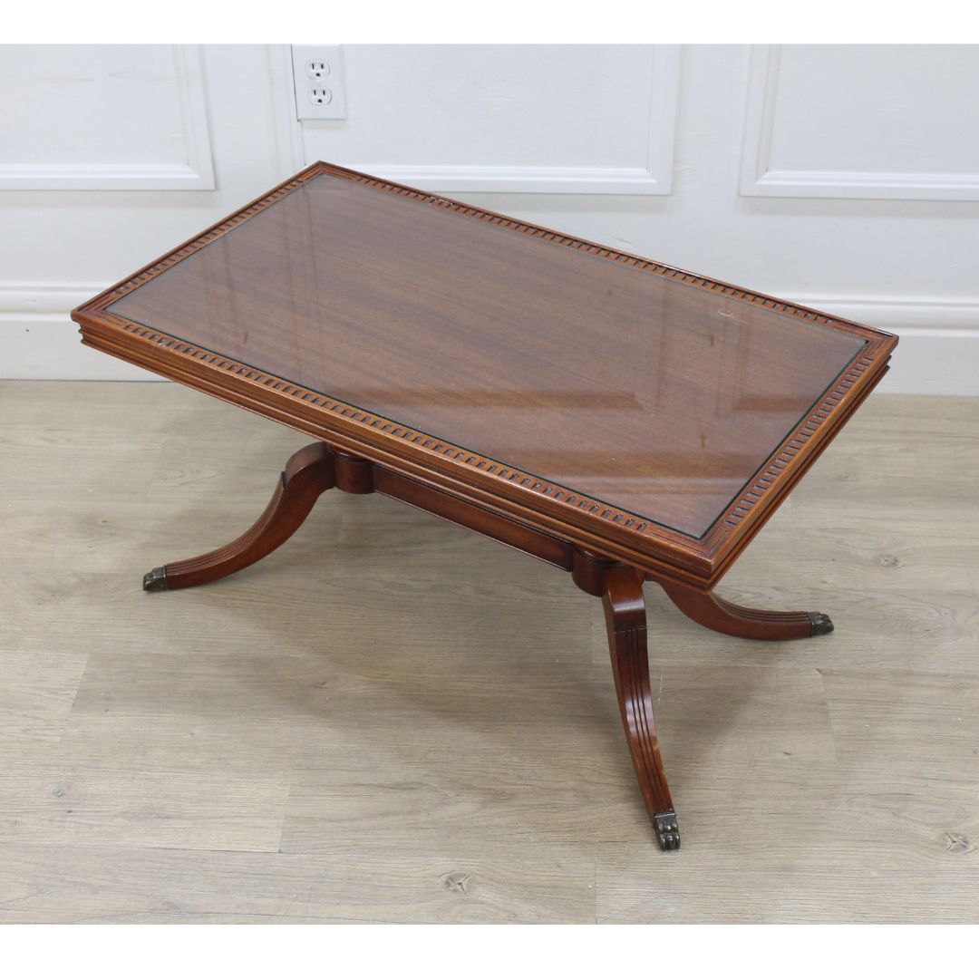 double pedestal coffee table, unpainted