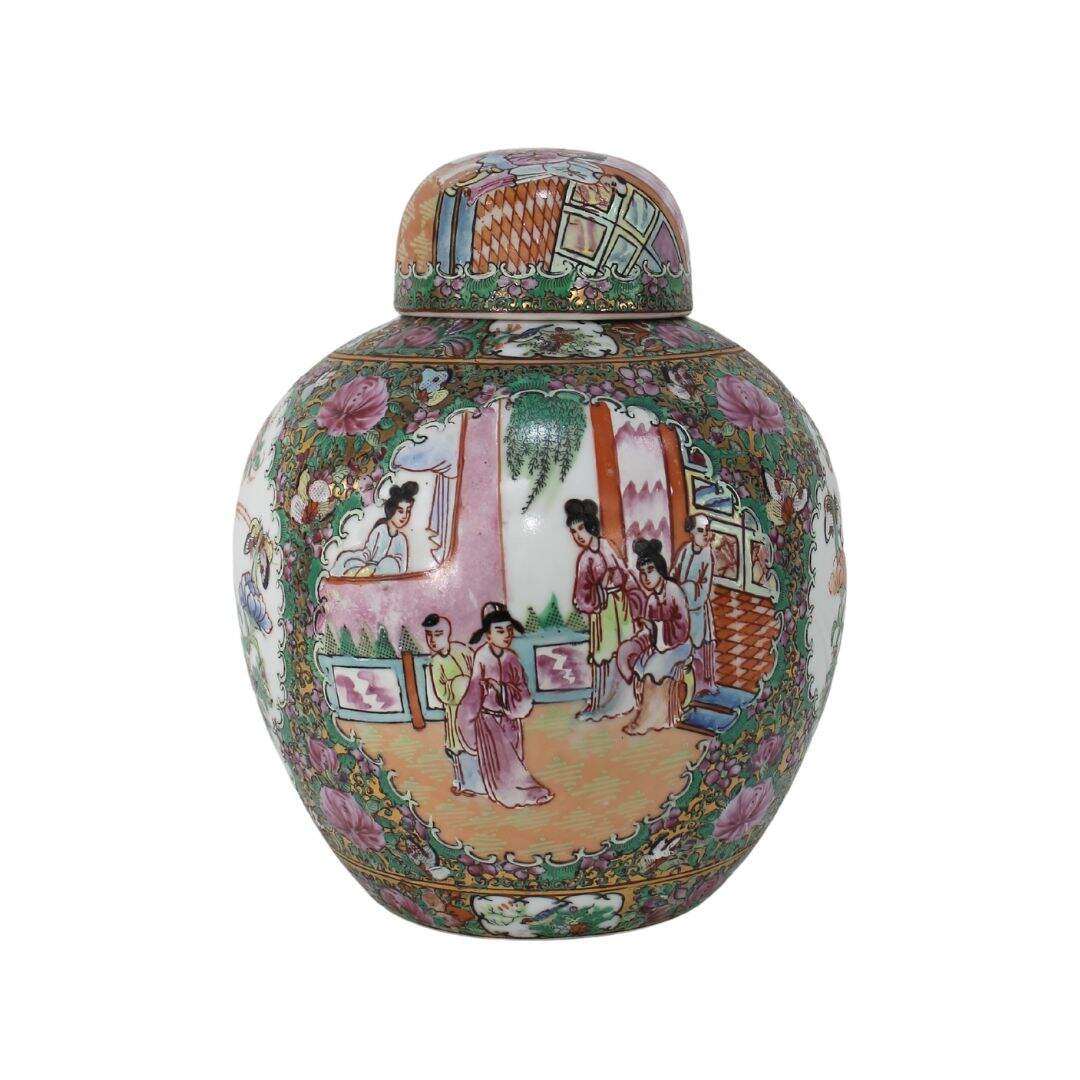 colourful Asian ginger jar