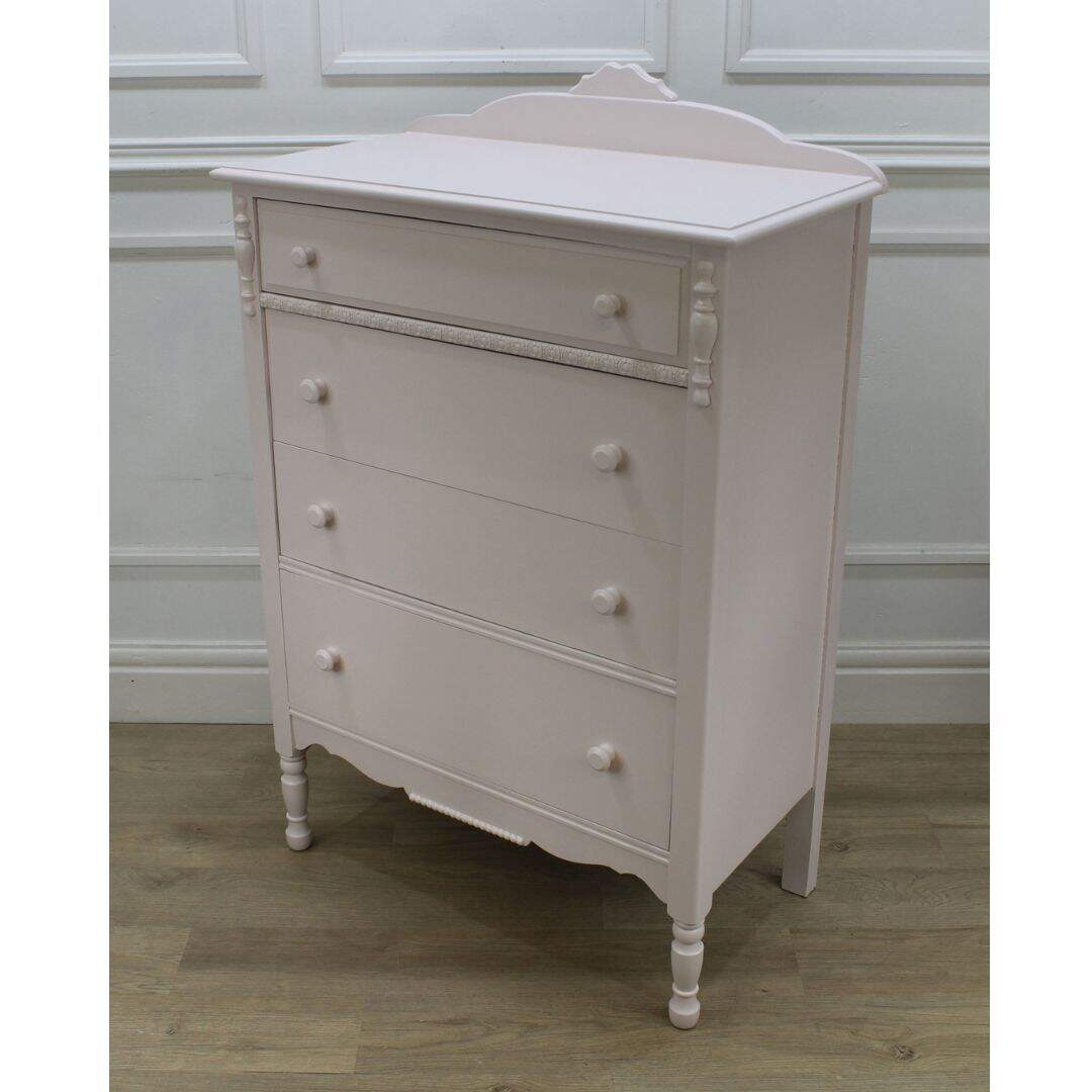Pale pink highboy dresser