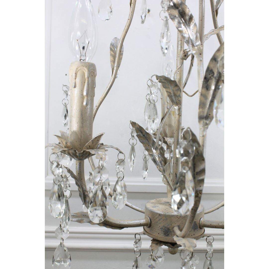 cream/silver leafy chandelier with crystals