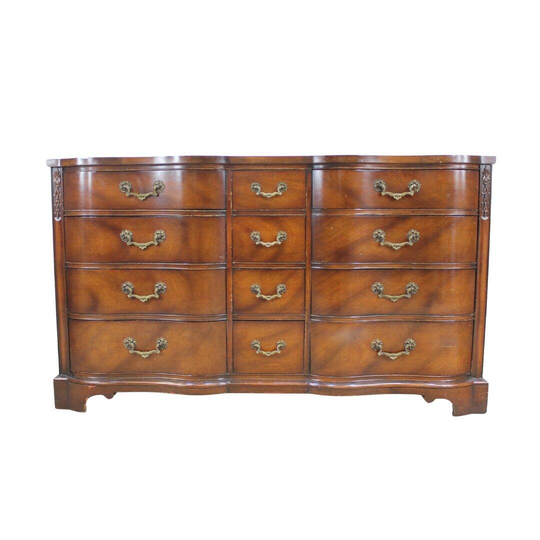 curvy front 12 drawer dresser, unpainted