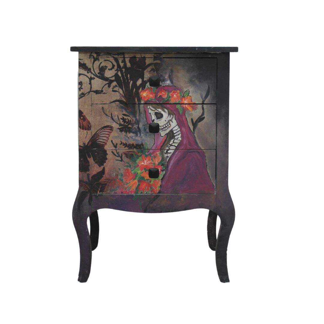 Day of the dead hand painted night table