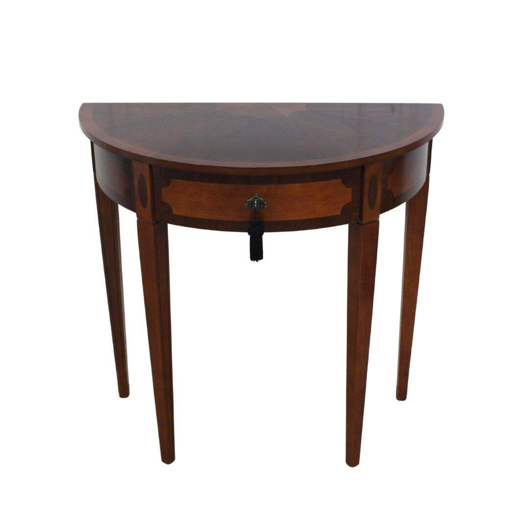 demi-lune side table with inlay