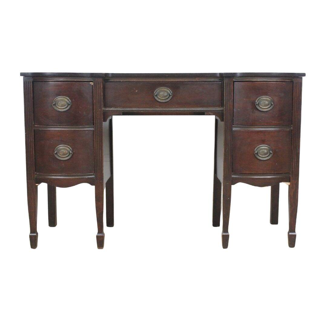 desk with bow front drawers, unpainted