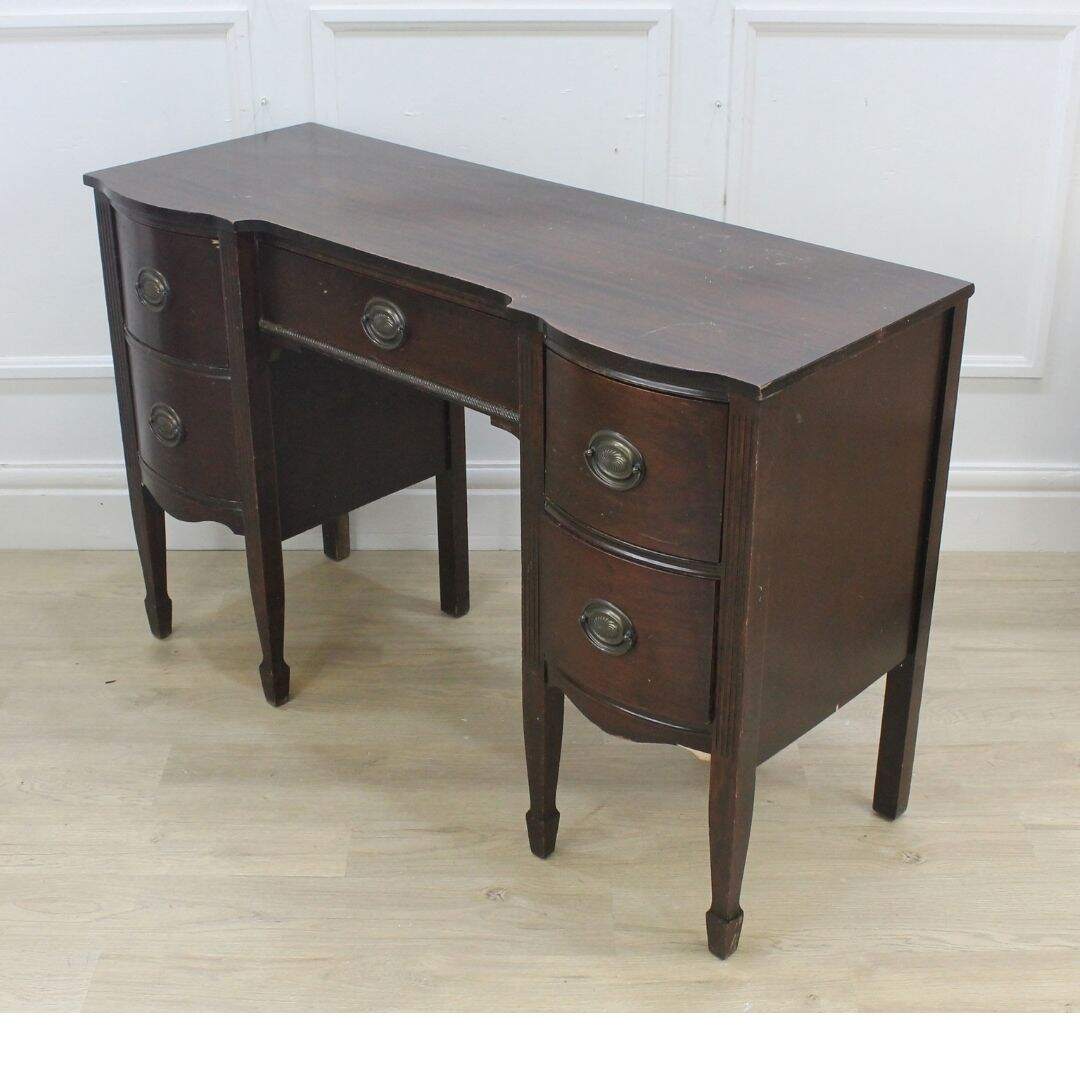 desk with bow front drawers, unpainted