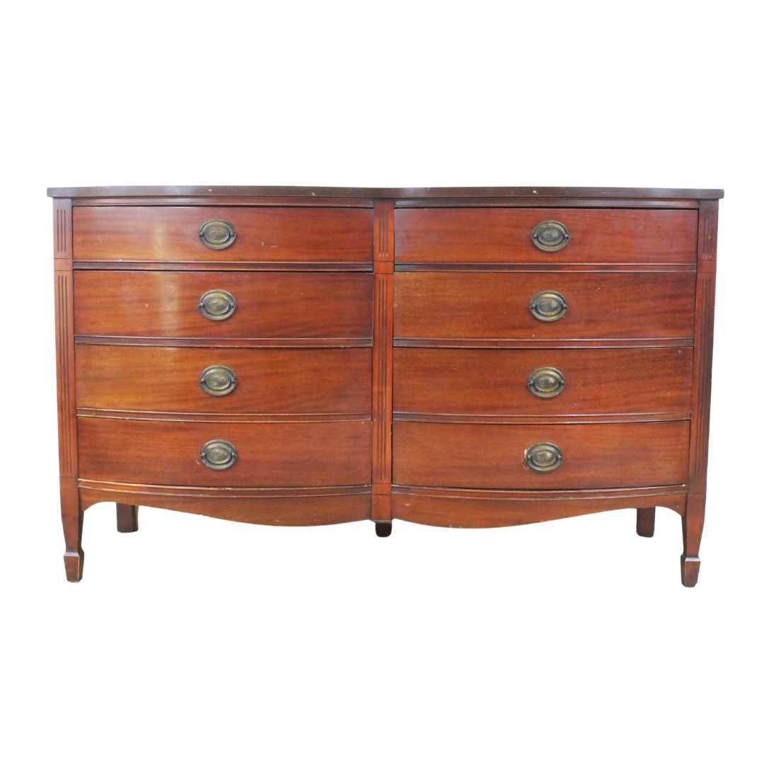 double bow front 8 drawer dresser, unpainted