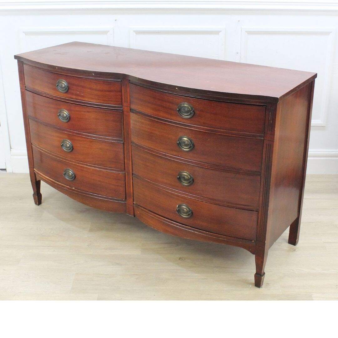 double bow front 8 drawer dresser, unpainted