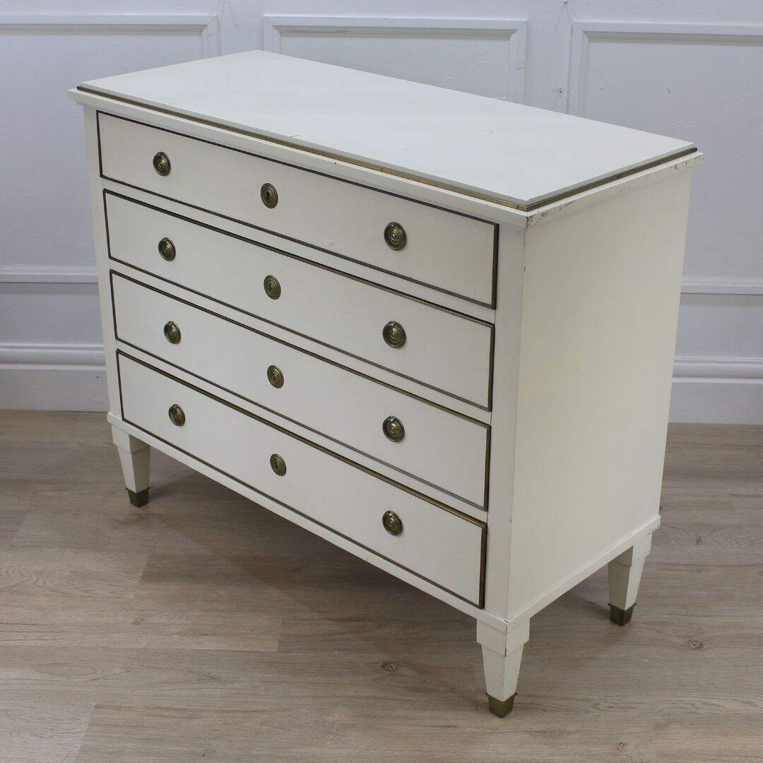 4 drawer dresser/desk with brass accents, unpainted