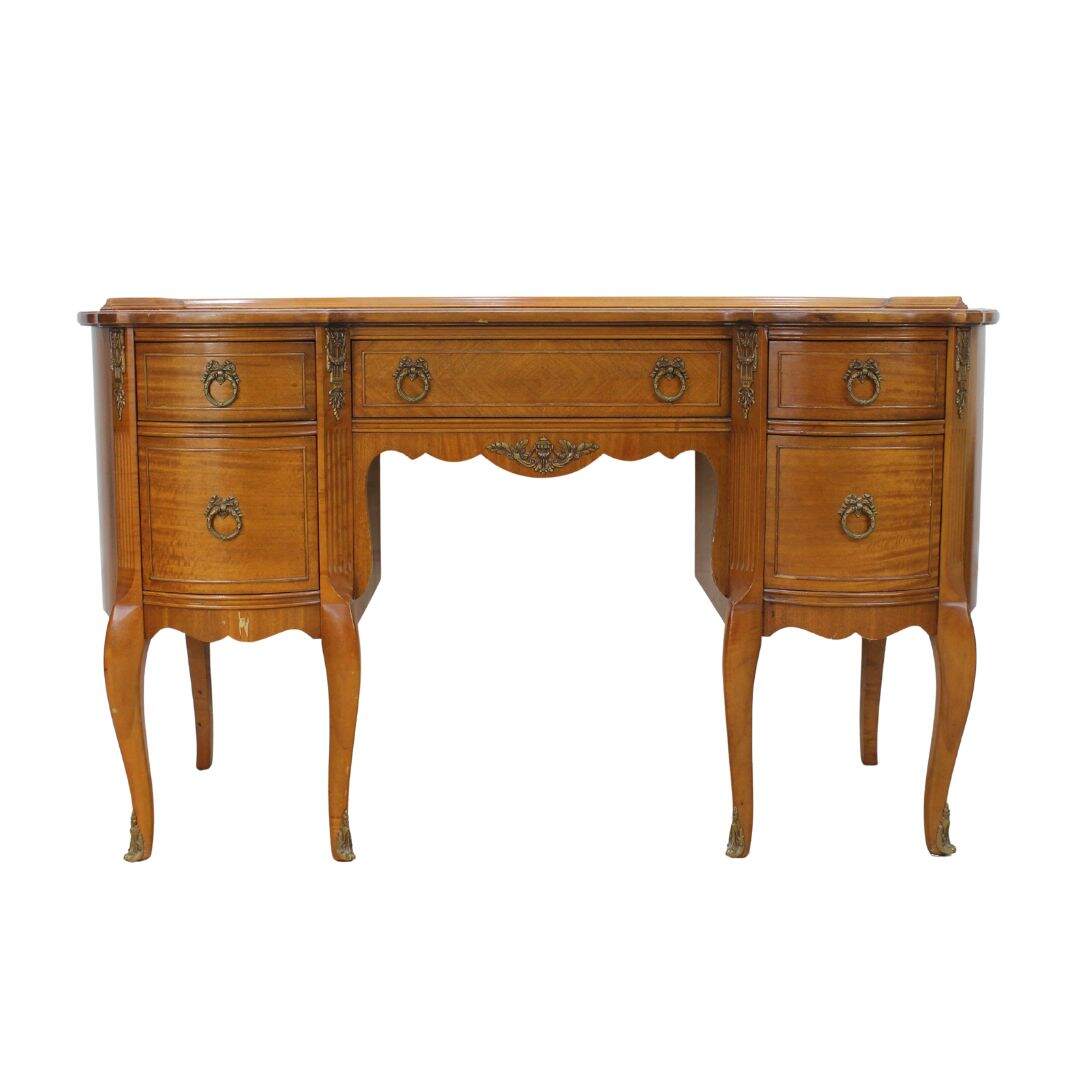 elegant vanity with brass details