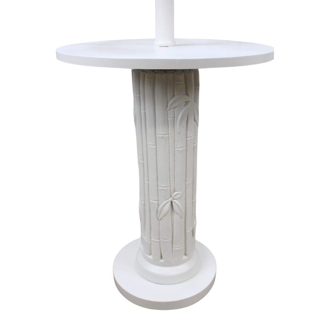 Faux bamboo floor lamp with built in tray