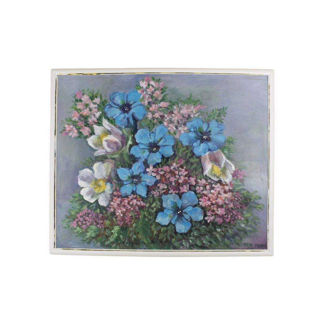 Floral painting with blue flowers