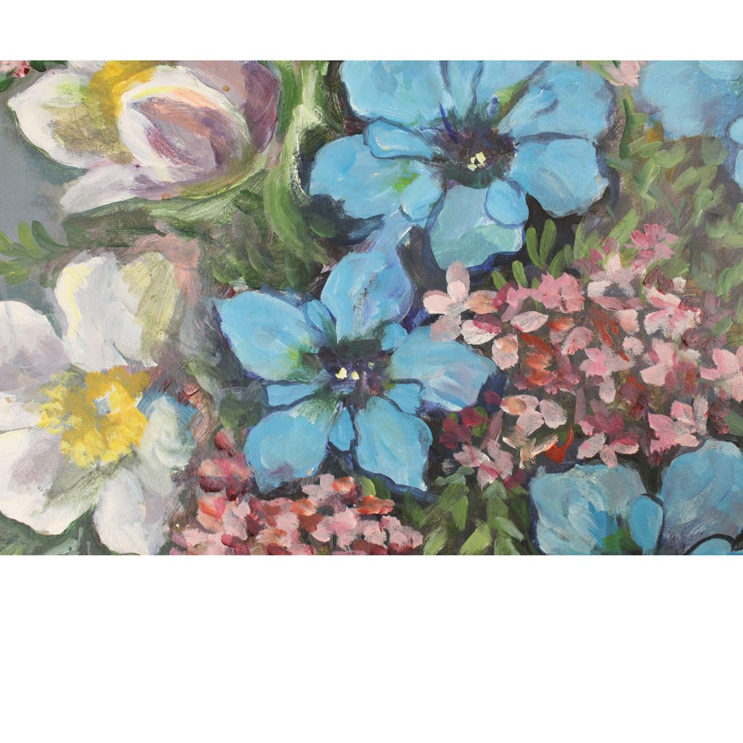 Floral painting with blue flowers