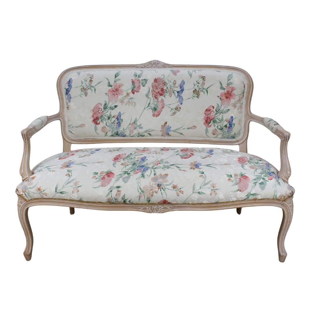floral settee, unfinished