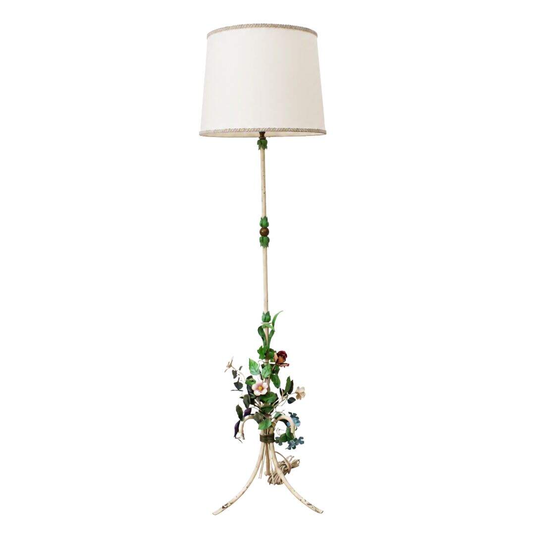 Floral tole floor lamp