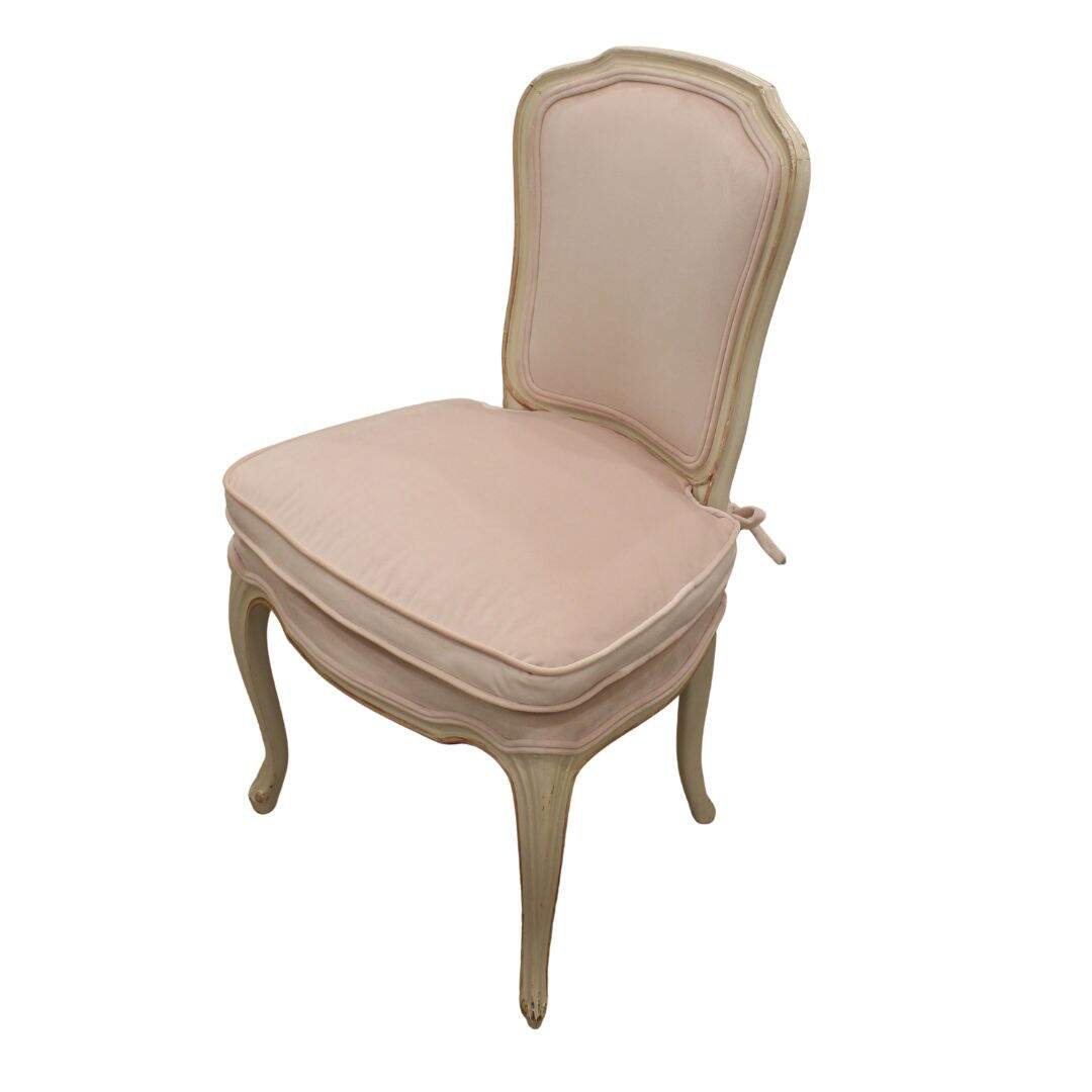 french chair with pale pink velvet