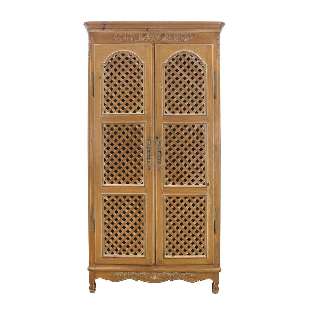 french country pine cabinet with lattice front