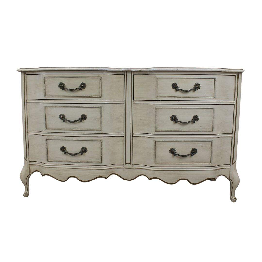 French provincial 6 drawer dresser, unpainted