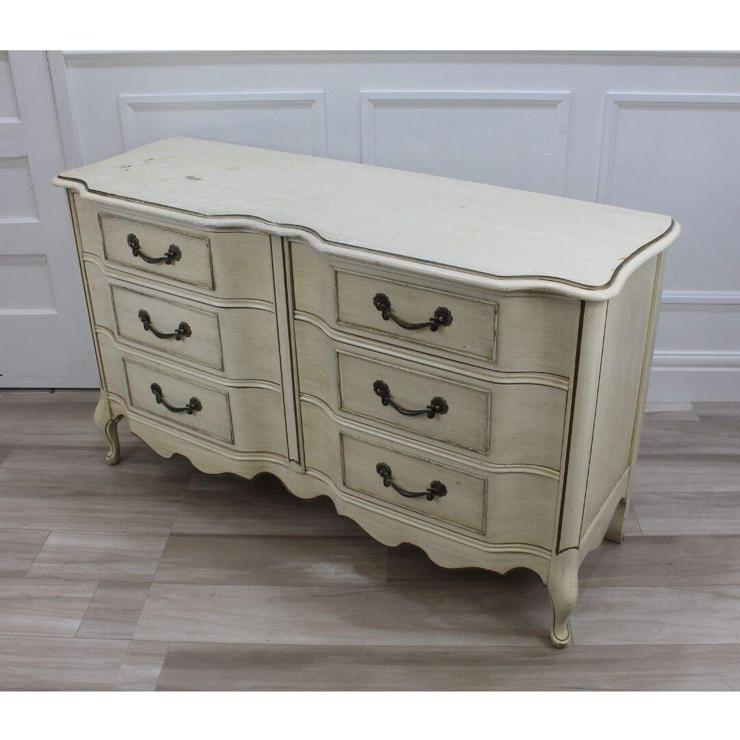 French provincial 6 drawer dresser, unpainted