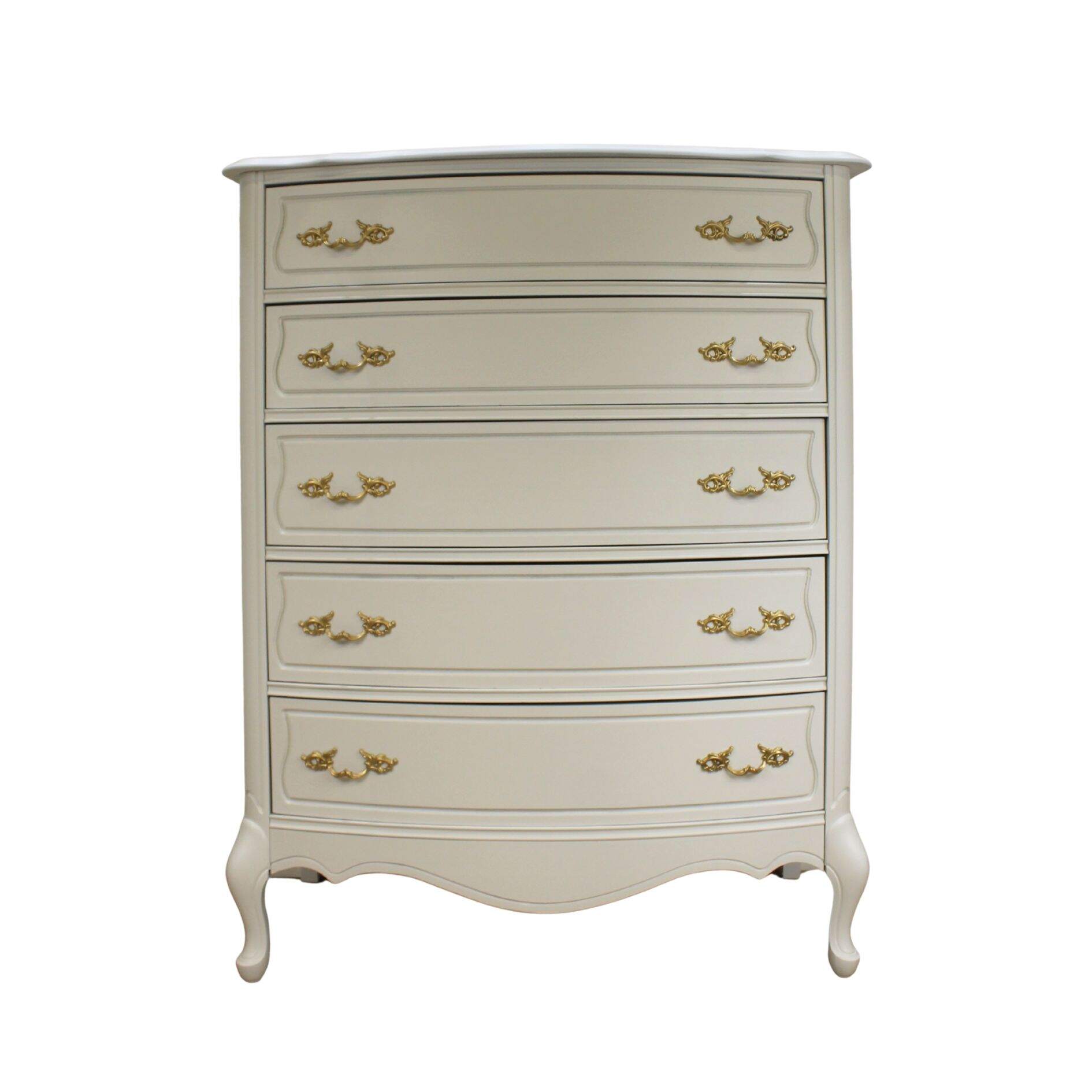 French provincial bow front highboy dresser