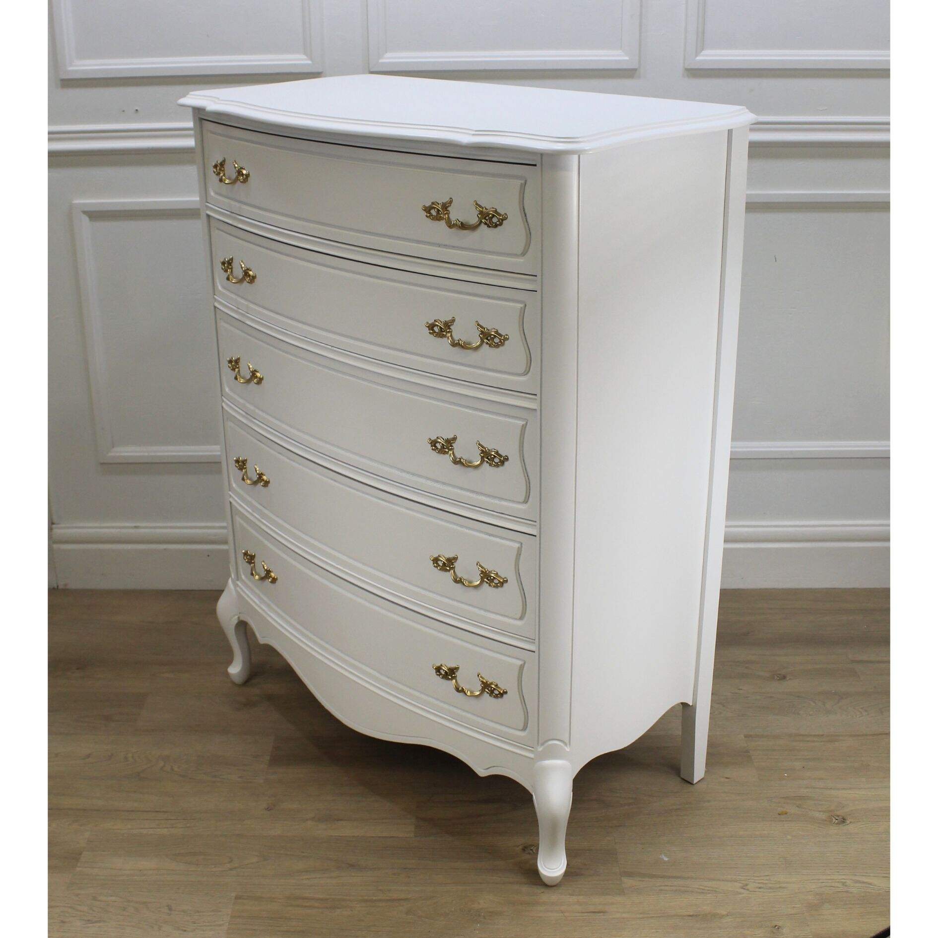 French provincial bow front highboy dresser