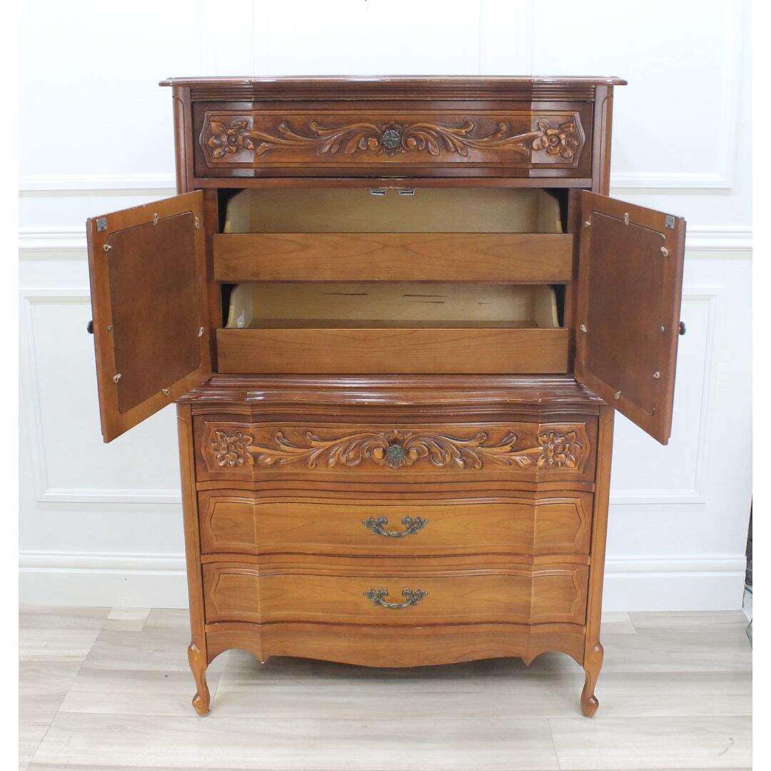 French provincial dresser with doors, unpainted