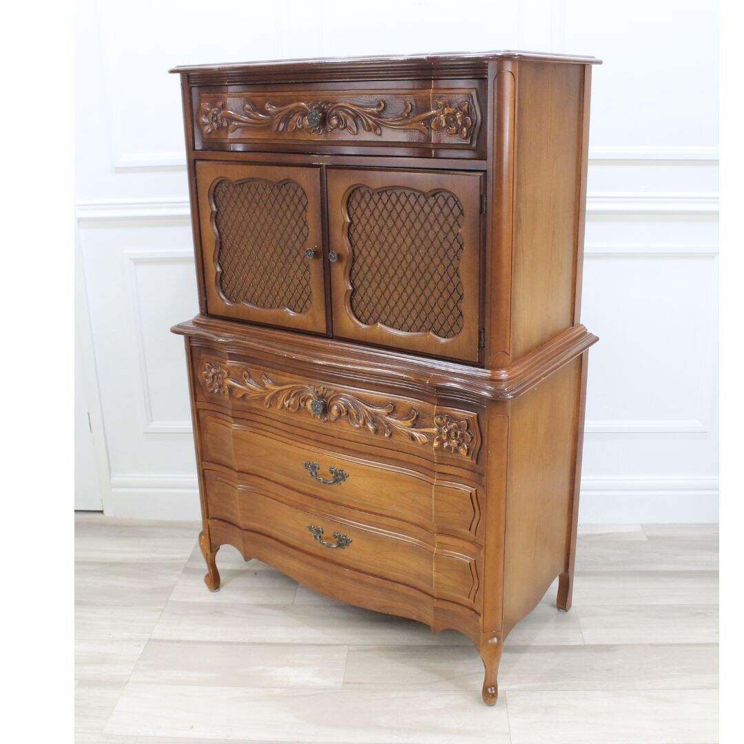 French provincial dresser with doors, unpainted