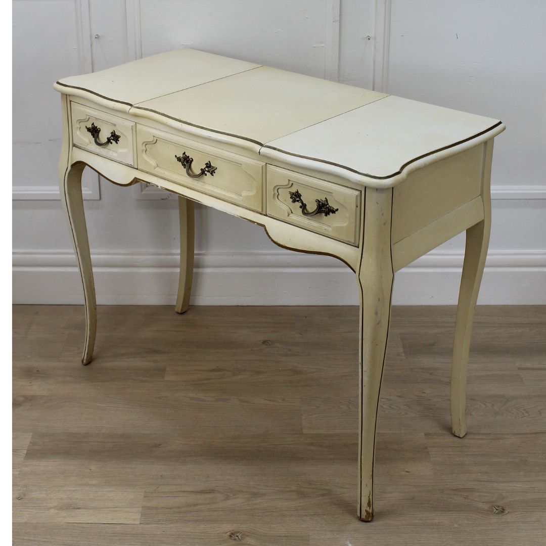 french provincial flip top vanity, unpainted