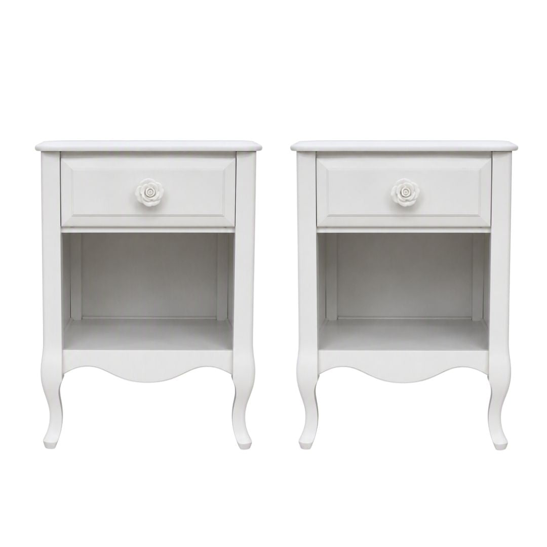 Pair of French provincial night tables with drawer and open space