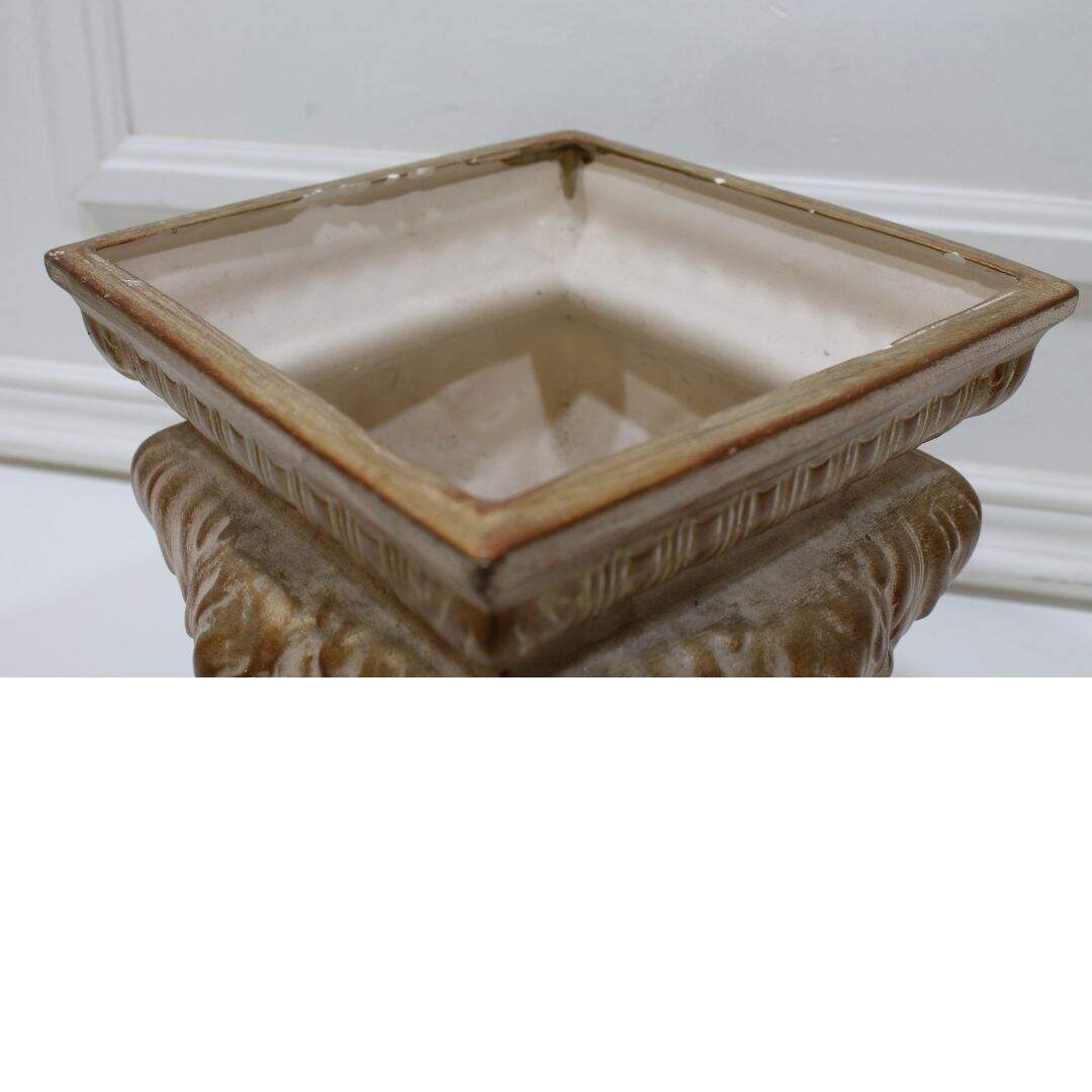 gold distressed ceramic cherub planter