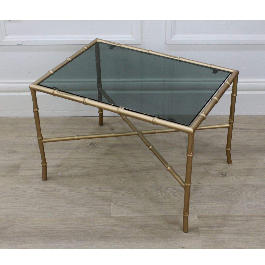gold faux bamboo side tables/coffee tables