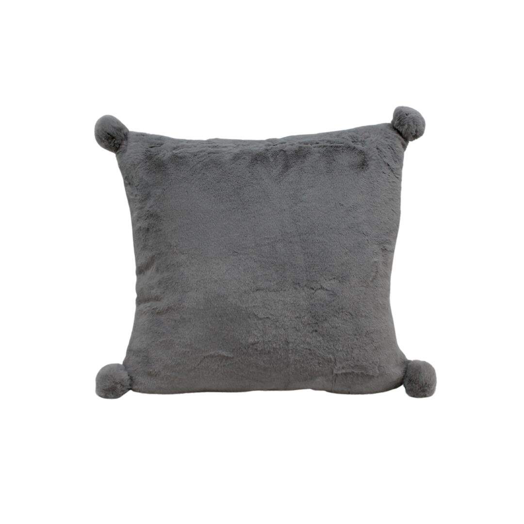 Grey faux fur throw pillow