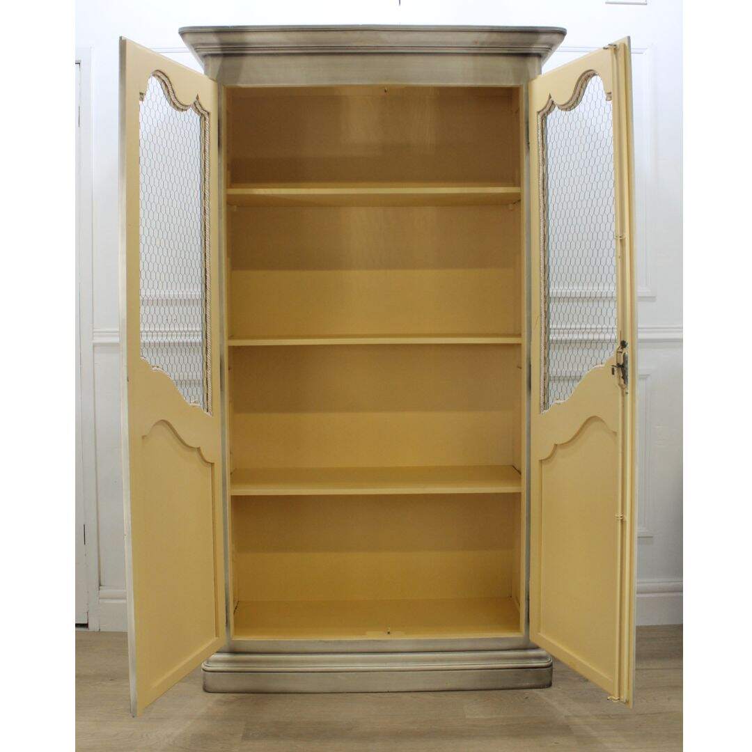 Hand painted armoire with mesh doors