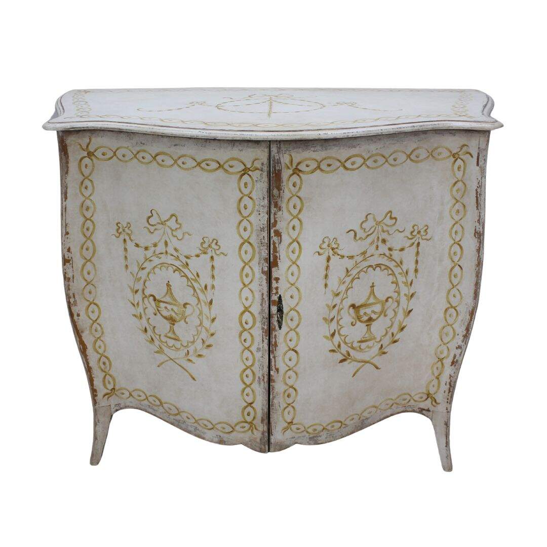 Bombe shaped cabinet with handpainting