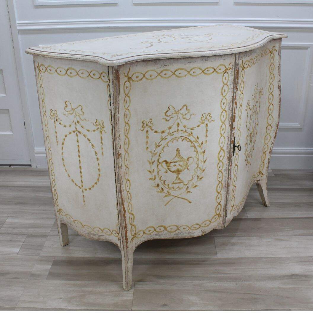 Bombe shaped cabinet with handpainting