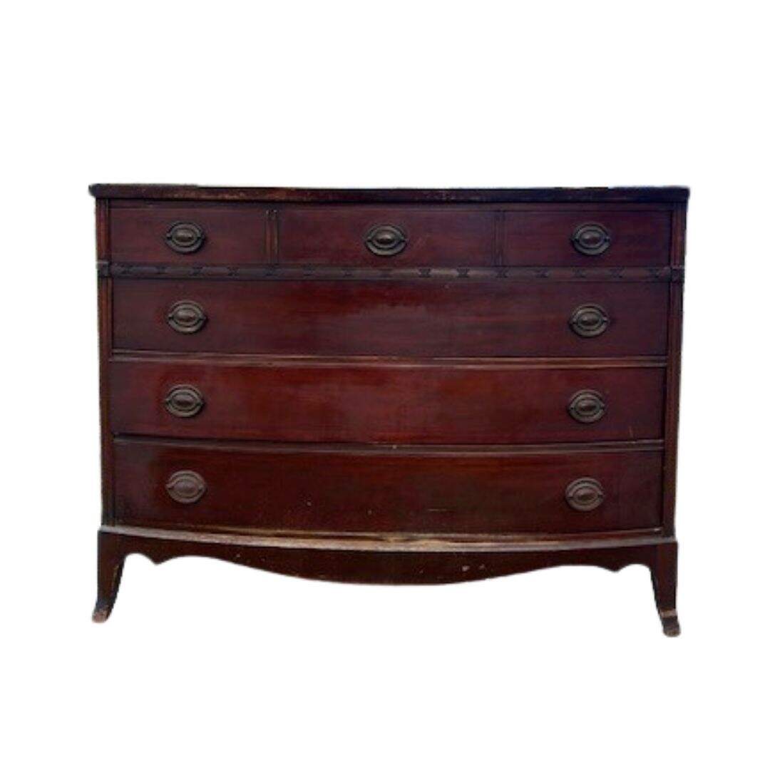 handsome bow front dresser, unpainted