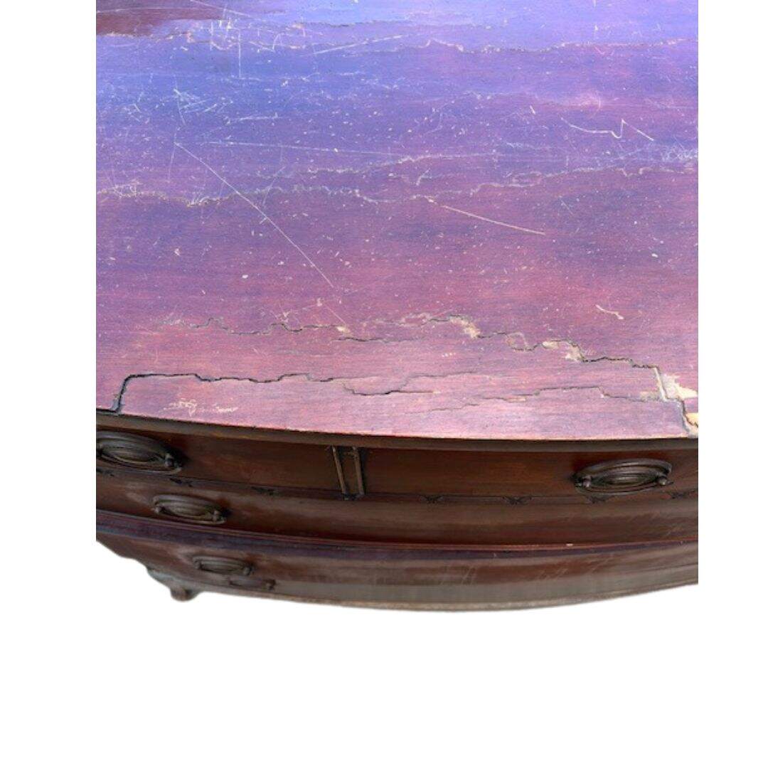 handsome bow front dresser, unpainted